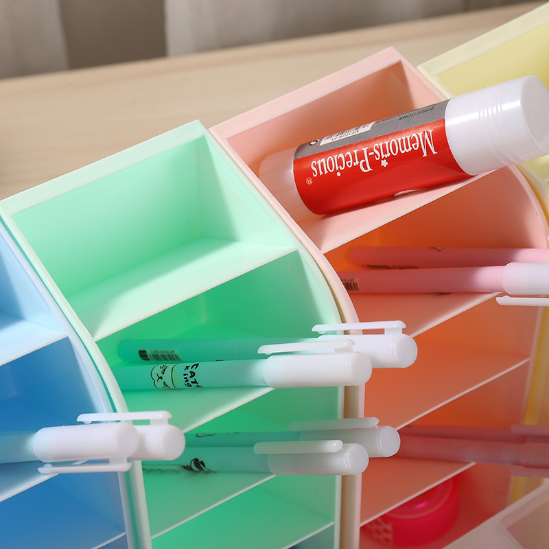 New cross-border transparent slanted insertion pen holder, simple desktop storage box, office stationery, large-capacity pen holder wholesale Specification image