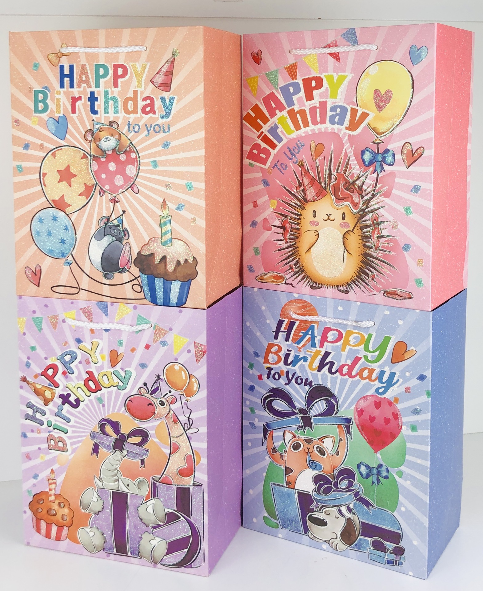 In-stock glitter cartoon BIRTHDAY HAPPY BIRTHDAY tote bags, gift bags, shopping bags, cross-border exclusive supply Item Picture