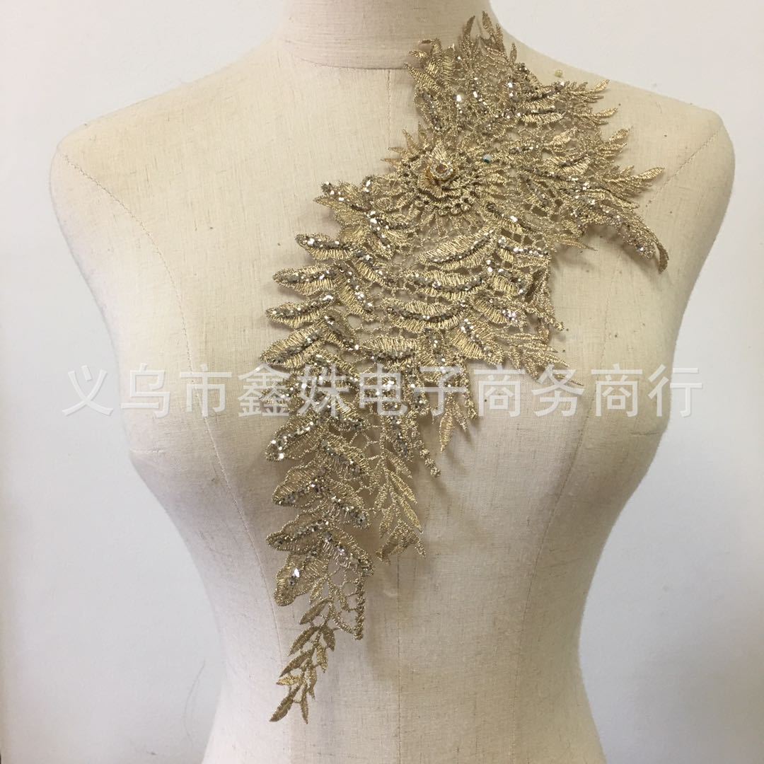水溶花玻璃纱花片金银线刺绣花朵 撒粉花个外贸