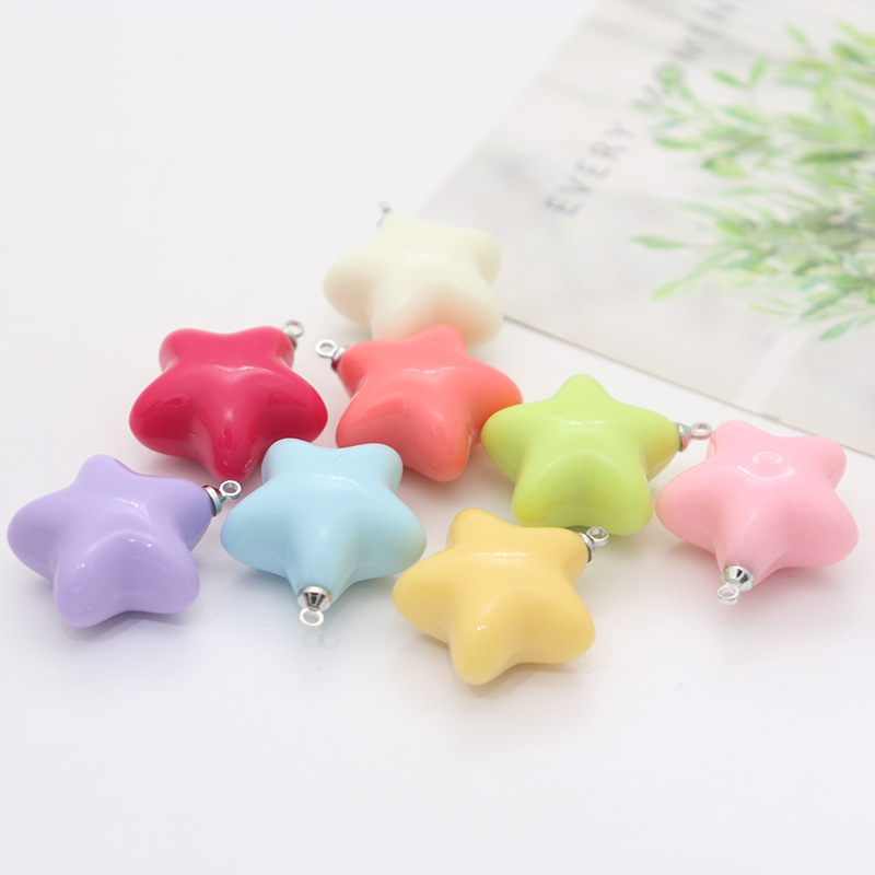 Factory direct sales of acrylic star pendants, cream resin necklaces, keychains, stationery, children's diy accessories details Picture