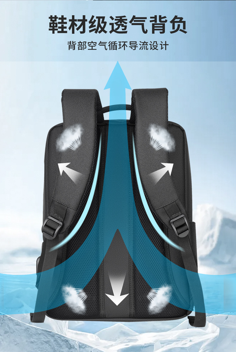 跨境商务男士双肩包高级感时尚女背包双肩防水电脑包通勤旅行书包详情9