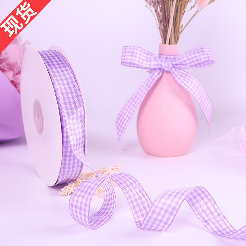 Stock 2Cm Plaid Ribbon Handmade Diy Hair Accessories Webbing Ribbon Bow Ribbon Scotch Cake Baking Ribbon details Picture