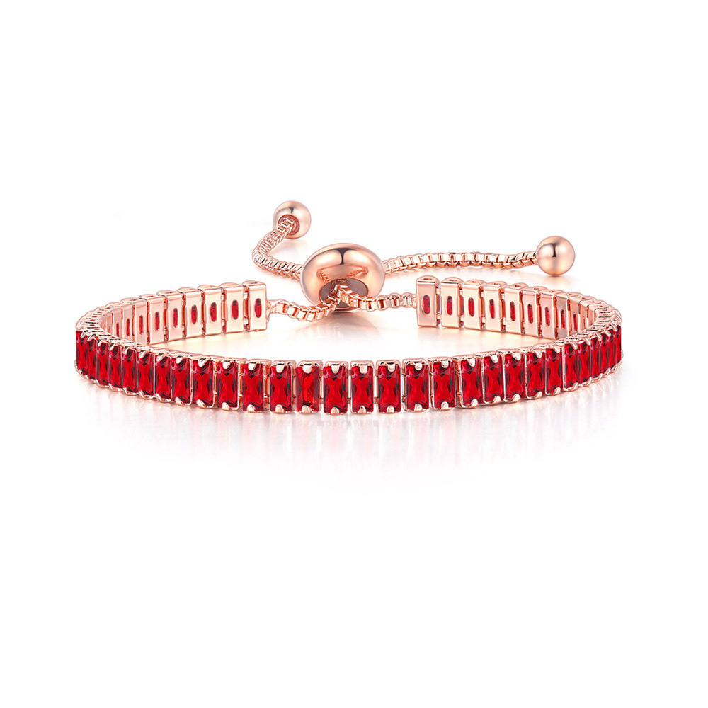 Kashi Jewelry: A popular rectangular zircon bracelet for women in Europe and America, a cross-border bestseller. Adjustable crystal birthstone jewelry Item Picture