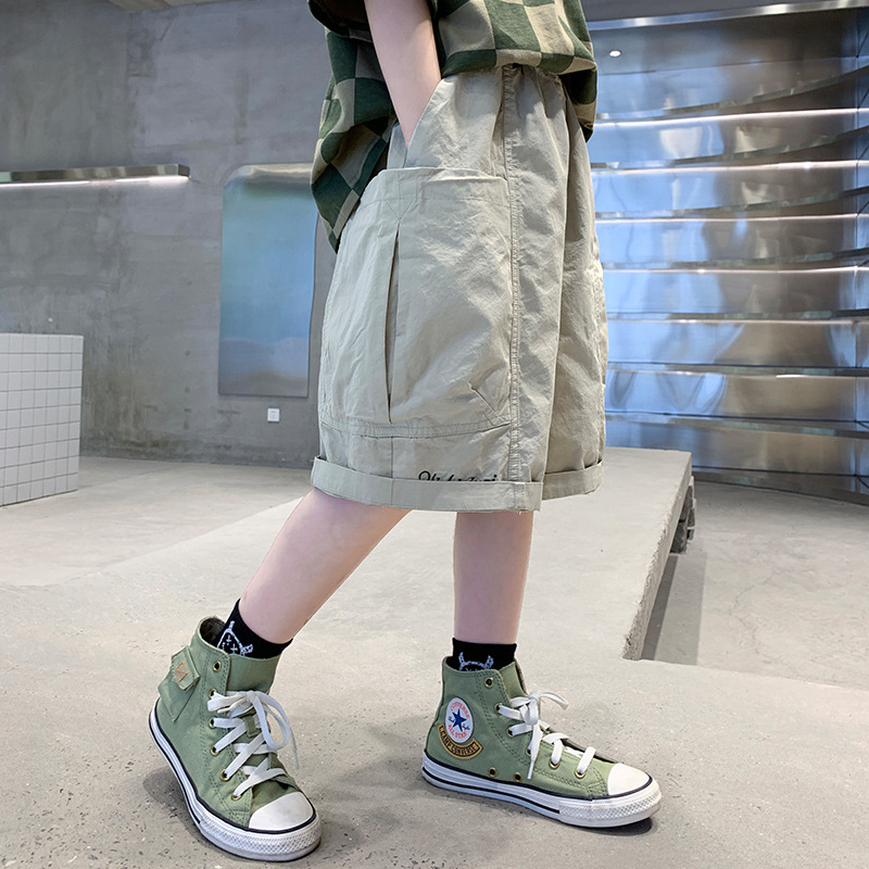 Summer workwear pants for boys, thin style, mid-length and capri pants for boys, trendy brand, children's shorts for outerwear Specification image