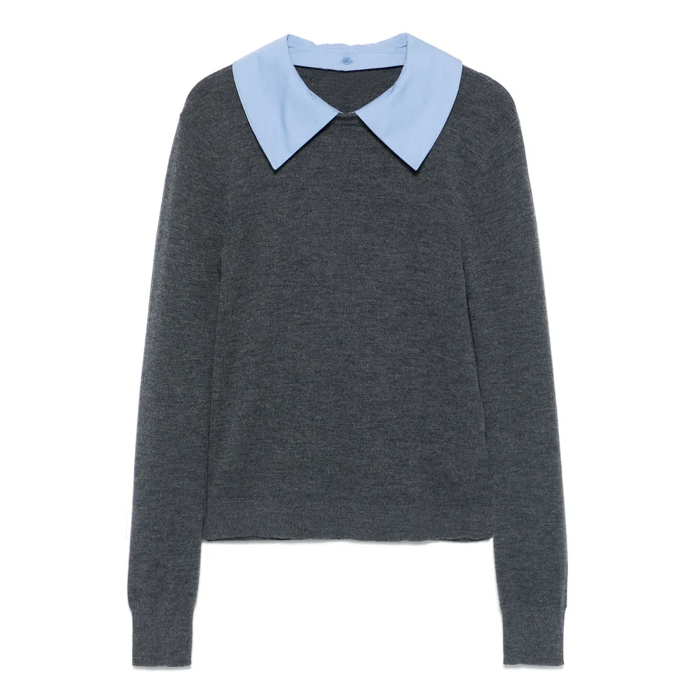 东莞源头可拆卸领灰色高级毛衣针织时尚纯色 来样打板 来图定做