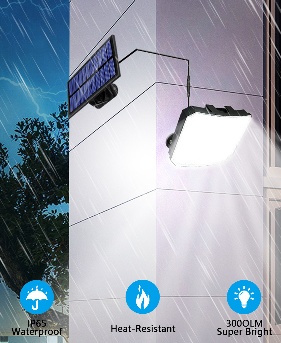 Solar Split Wall Lamp 118Led Outdoor Security Garage Human Body Sensor Waterproof Garden Lighting Control Wall Lamp Application Scenario