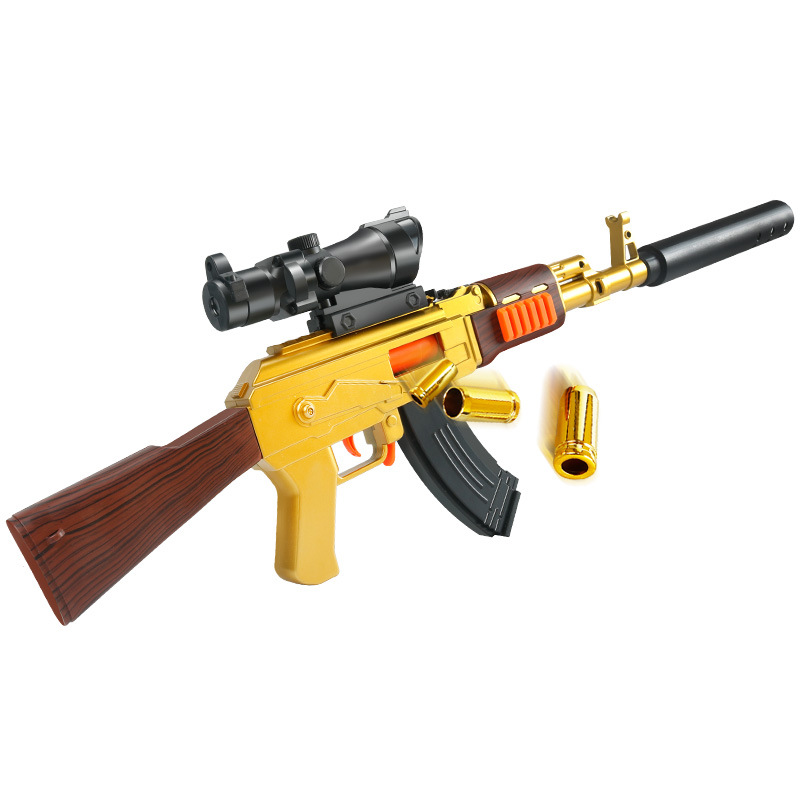 Kam Gang AK shell throwing for firing shell manual puller soft shell gun children's outdoor fighting toy model Item Picture