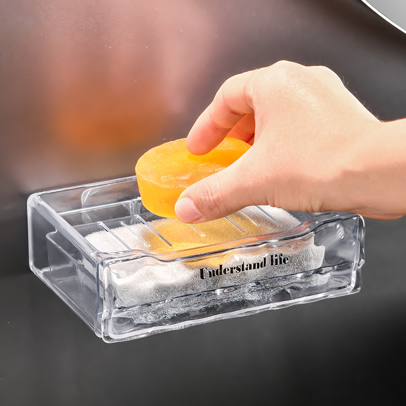 Rabbit Soap Box Wall Hanging Hole Free Drain Household Toilet Bathroom High-Grade Soap Double Layer With Foam Cotton Application Scenario