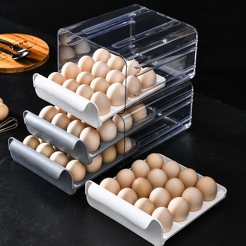 Creative Drawer Type Egg Box Refrigerator Transparent Egg Preservation Box Dust-Proof Double Layer Duck Egg Preservation Box details Picture