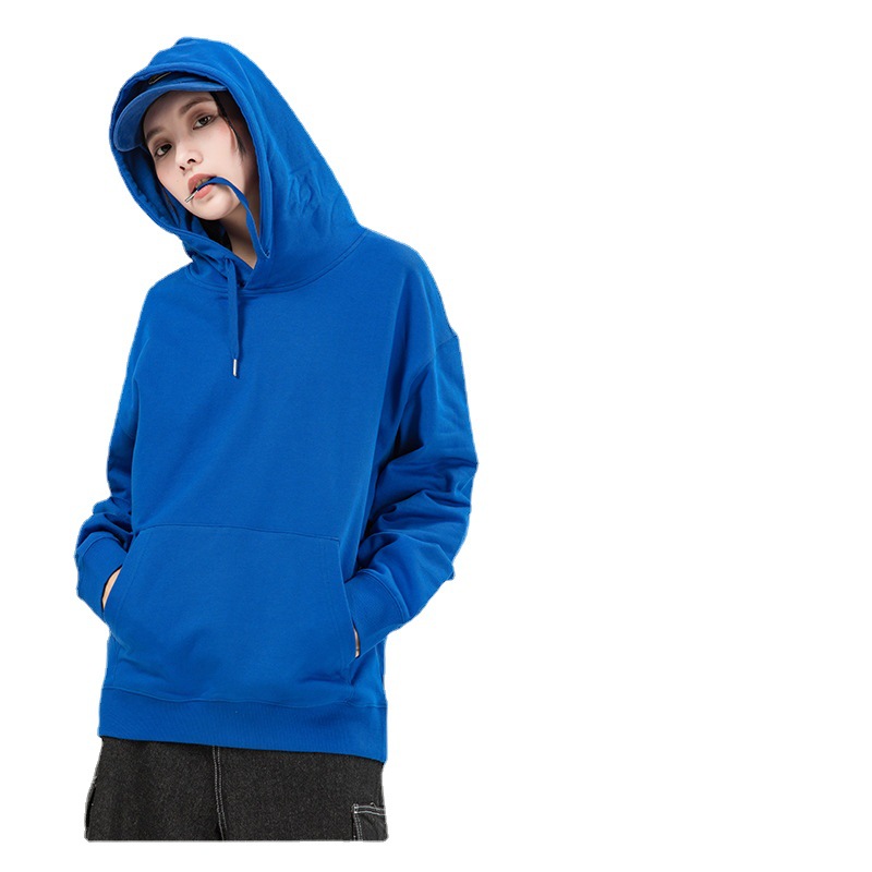 BYBT330 off-the-shoulder fashionable hooded individual trendy sweatshirt, combed pure cotton, tightly woven and printed LOGO Item Picture