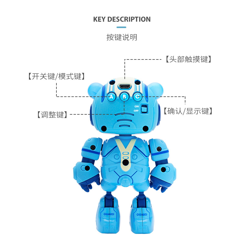Mingyuan's new cross-border alloy robot led seven-color night light charging children's alarm clock in stock model Application Scenario