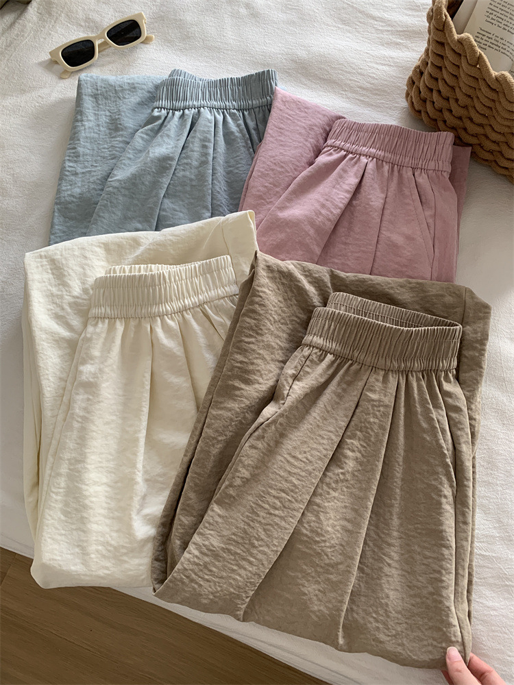 Gentle Cream Cloud Wide Leg Pants Women Loose High Waist Hanging Fog Mop Pants Summer Thin Cool Cool Pants details Picture