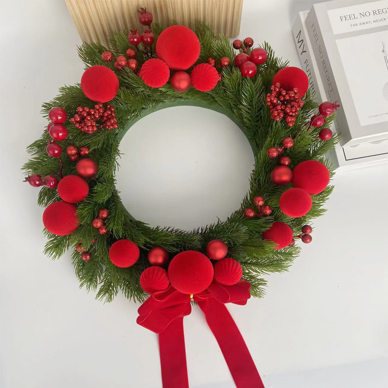 New Christmas decorations garland simulation rattan hotel shopping mall scene layout door hanging wall hanging flocking high-grade Application Scenario