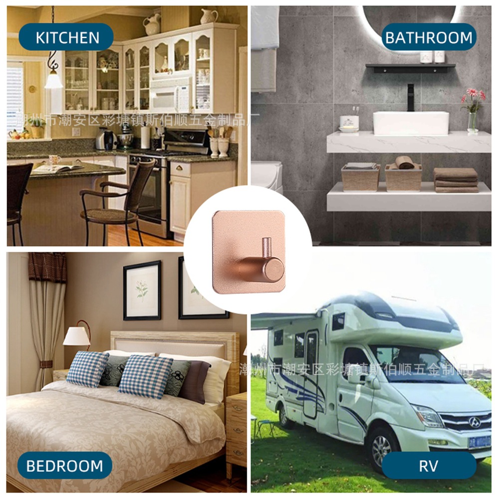 跨境太空铝免钉挂钩浴室衣钩单钩门后金属无痕挂钩厨房卫生间挂钩详情27