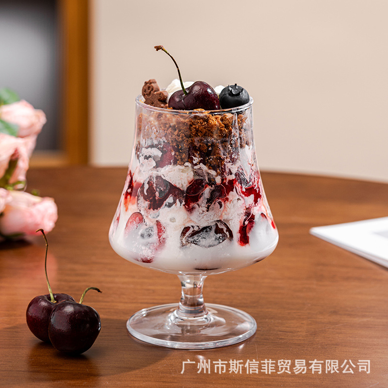 蛋糕杯冰激凌杯草莓甜品杯矮脚玻璃杯收腰雪糕杯碰碰杯饮品杯批发
