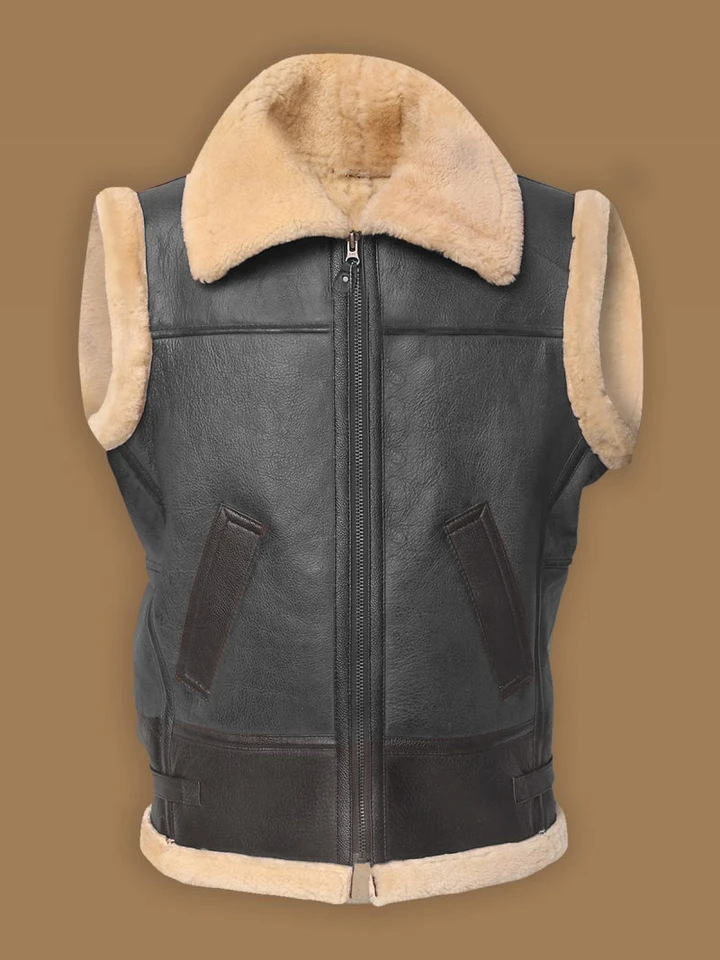 Winter youth zipper hoodless casual side-sewn pocket fur one-piece vest 6612 Specification image