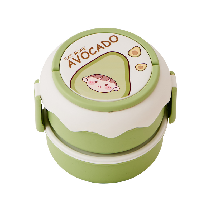 Japanese-style double-layer cartoon fruit plastic lunch box, student bento box, microwave oven portable compartments bento box Item Picture