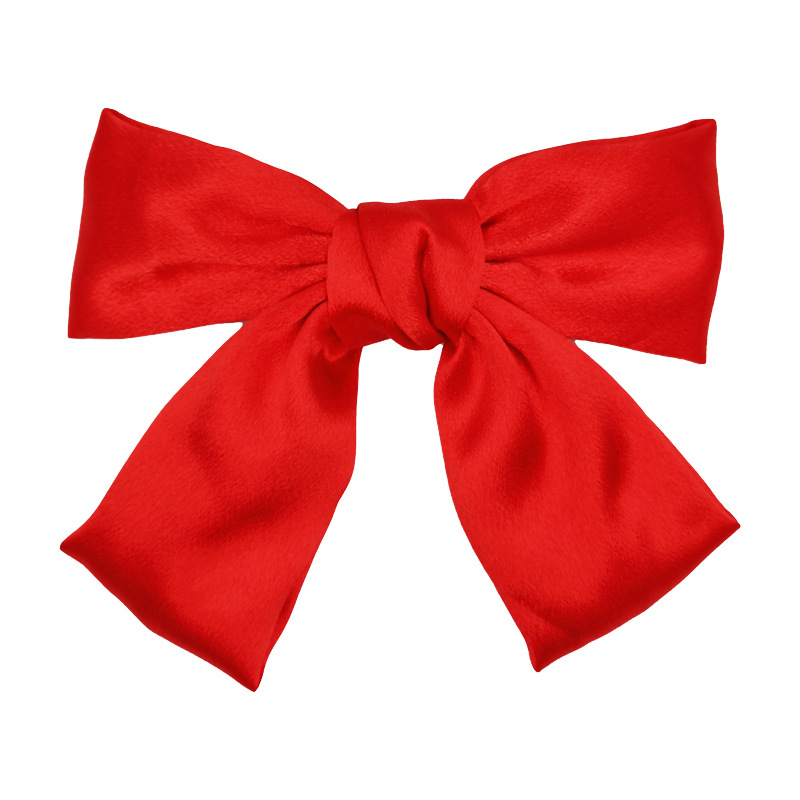 Exclusive Qiwei Accessories, Exclusive Qiwei Accessories, Exclusive cross-border solid color large bow clip, hair accessory spring clip, ins style new satin details Picture