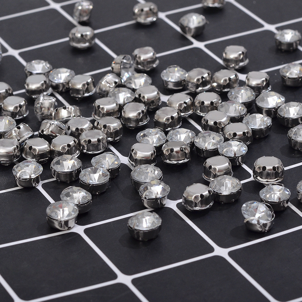 不锈钢双耳不/手缝钻金属花/压克力单爪D产品图