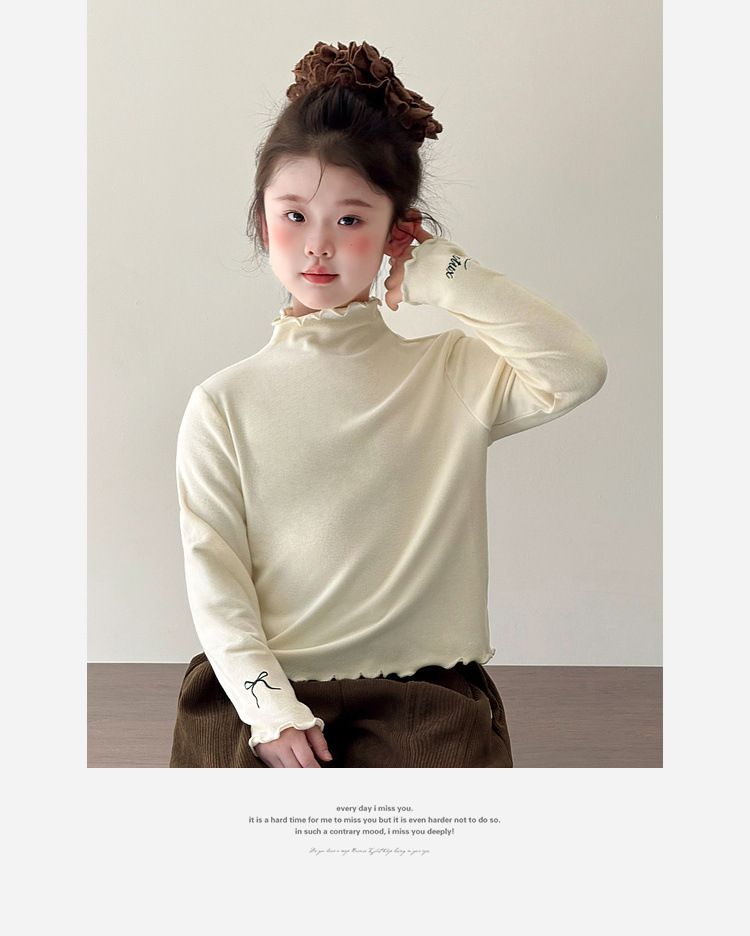 图图小象女童T恤2025秋冬新款儿童纯色木耳边打底衫亲子高领上衣详情25