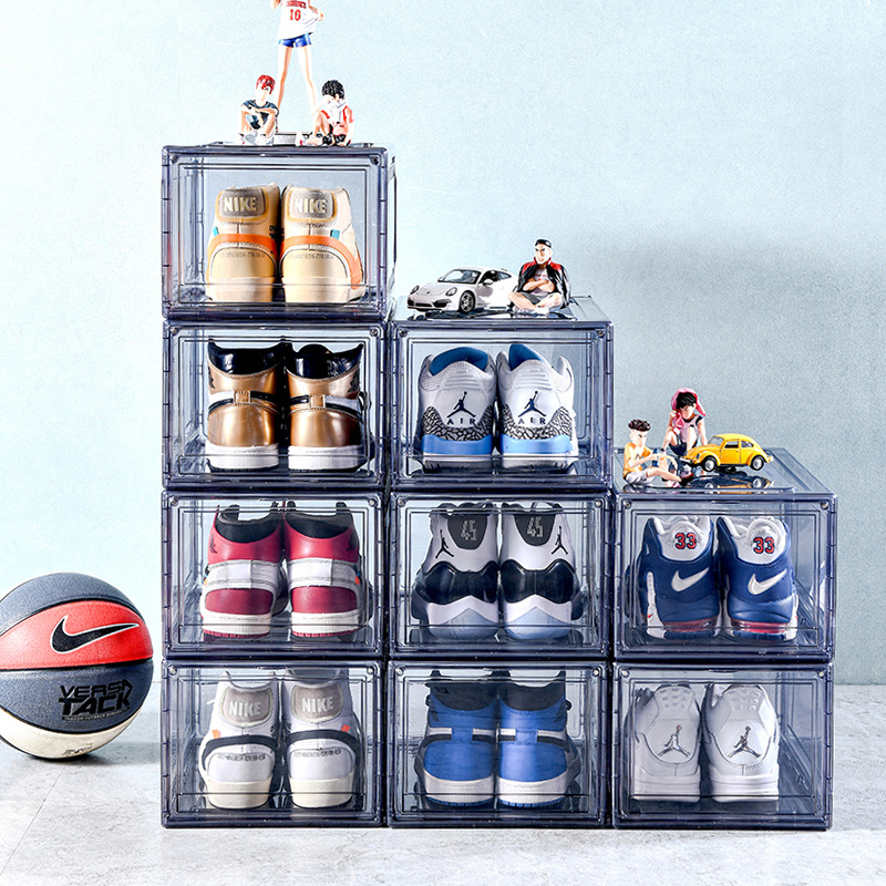 Assembly sneaker storage box Transparent basketball shoes shoe box Collection Display shoe cabinet sneaker flap men's and women's shoe boxes Application Scenario