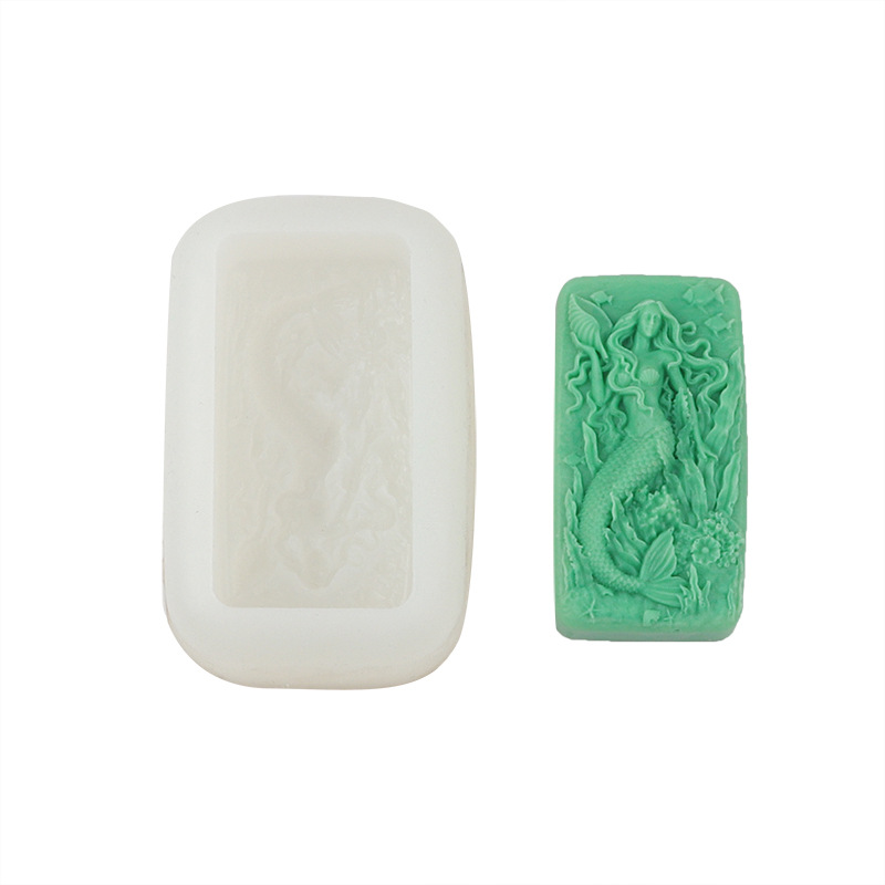 手工皂肥皂模/食品级模具/美人鱼珊瑚海白底实物图