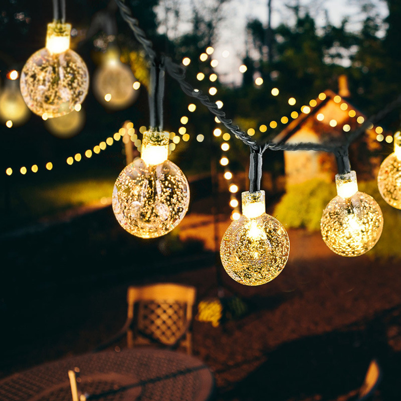 户外太阳能LED露营帐篷氛围灯串营地室内装饰水晶气泡球彩灯闪灯图