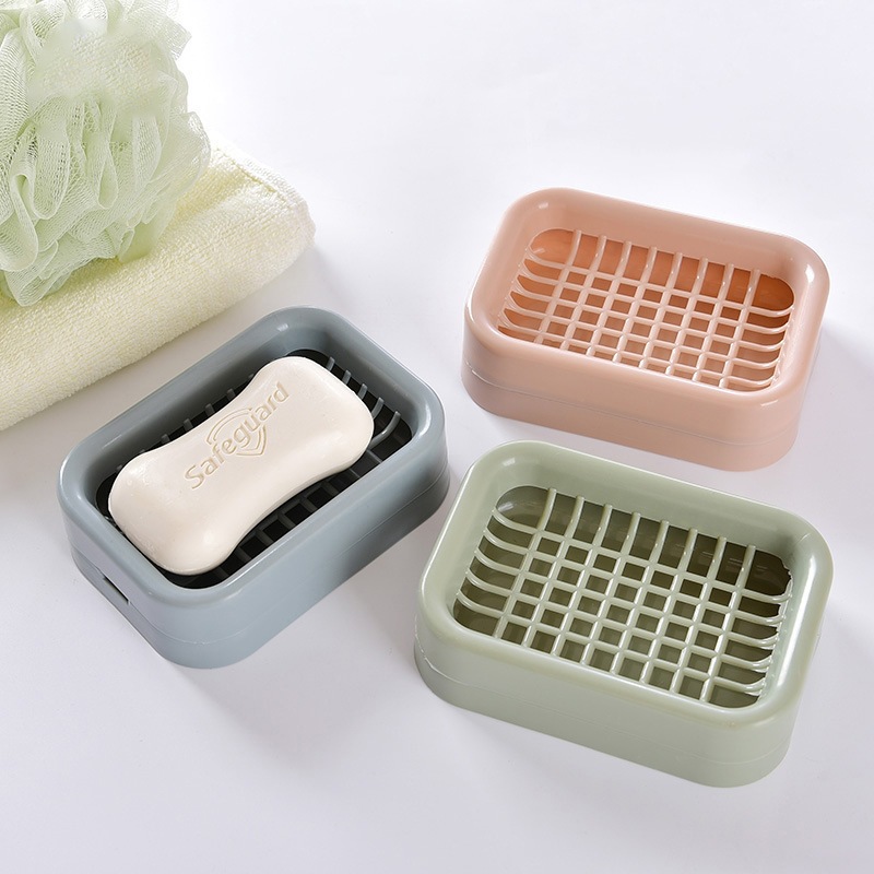 Creative large grid soap box, thickened double-layer draining soap box, home bathroom laundry soap storage rack details Picture