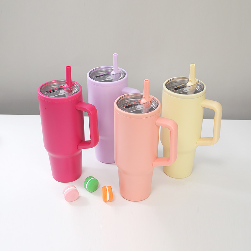 New simple 40oz double-layer ice cup, starting from one piece, vacuum-insulated, leak-proof, foldable spout portable car cup Specification image