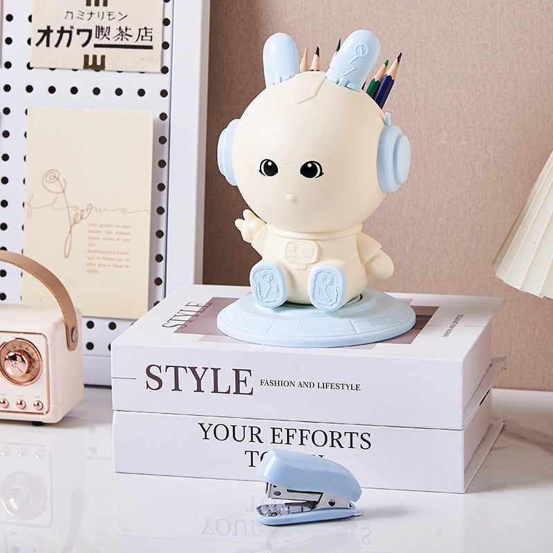 Songtai Can Rotate Creative Cute Desktop Rabbit Pen Holder Multi-Functional Home Living Room Office Stationery Storage Box Item Picture