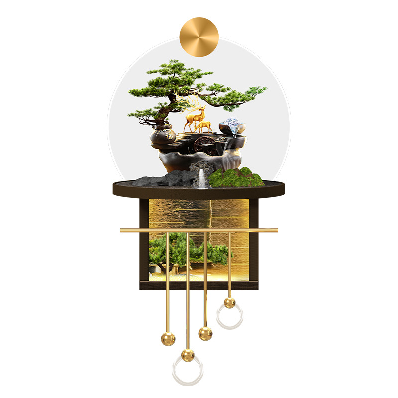 New Chinese-style welcoming pine entrance hall decorative painting, traditional Chinese pine and cypress tree corridor mural, light flowing water brings wealth, entrance door hanging painting Item Picture