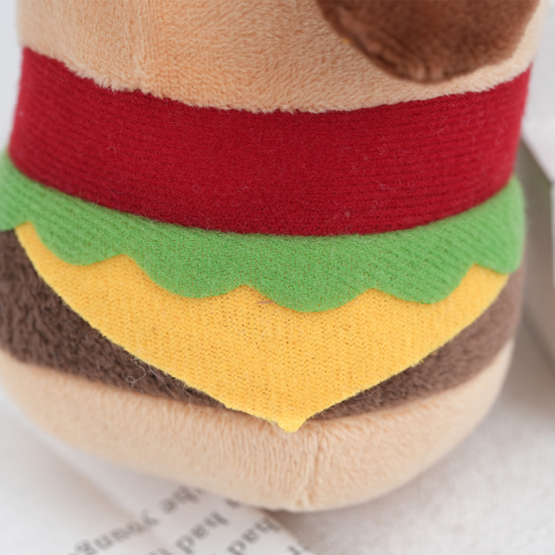 Cute hamburger dog figurine pendant, plush toy keychain, creative hamburger dog figurine toy manufacturer supplies Application Scenario