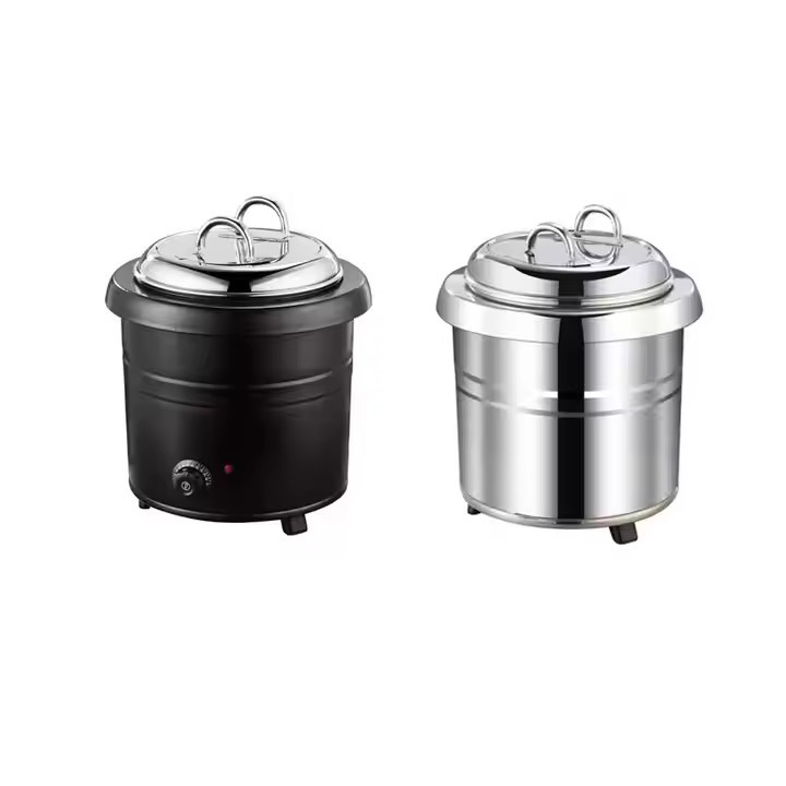 Strict Selection Of Stainless Steel Hammer Grain Warm Soup Pot Commercial Buffet Thermal Insulation Electric Hot Soup Stove Breakfast Warm Porridge Pot Electric Heating Bucket Specification drawing