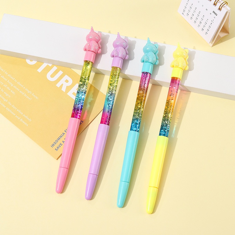Creative Cartoon Rabbit Unicorn Quicksand Pen Cute Shape Gift Pen Office Signature Pen Neutral Pen Wholesale details Picture