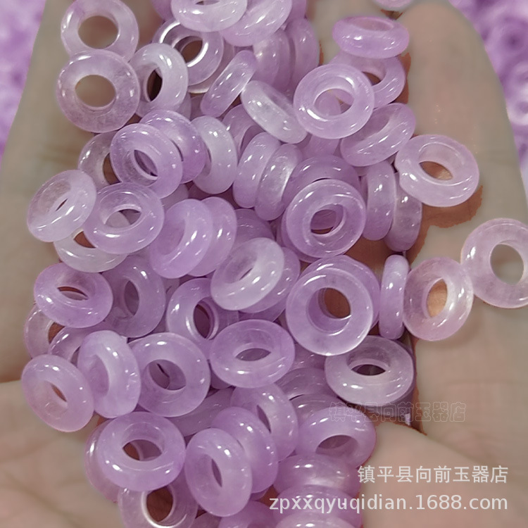 散珠批发 冰底紫色10mm圆环diy玉石跑环饰品耳坠挂件散珠批发
