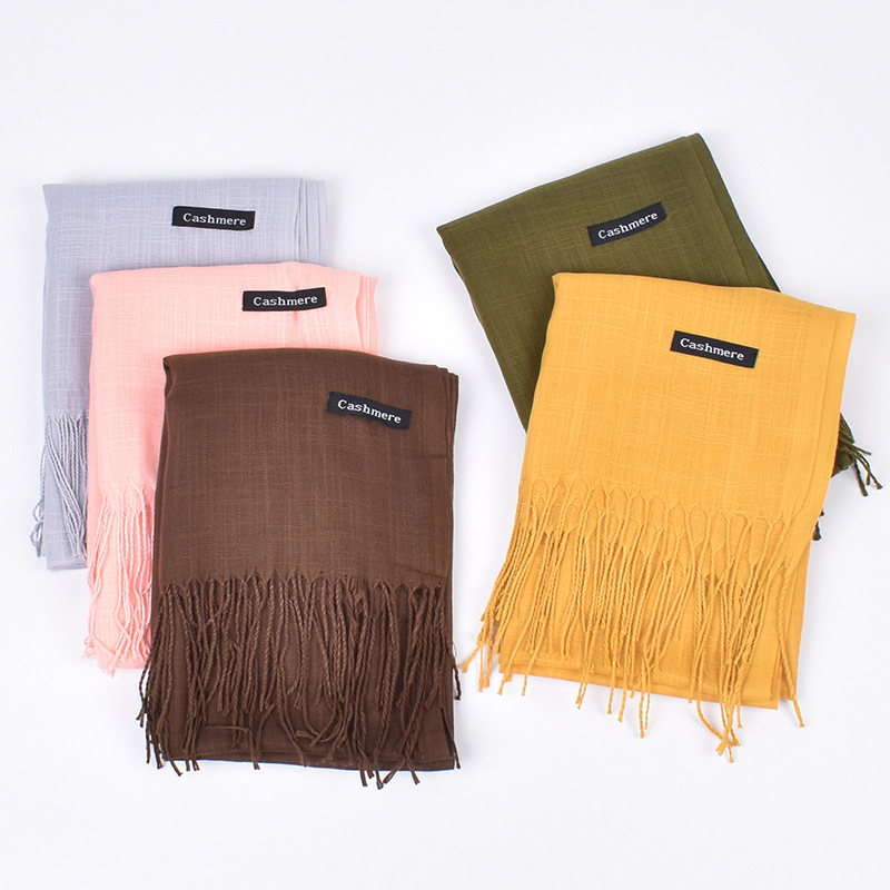 Bamboo joint yarn solid color scarf, summer light and breathable, fringed shawl, sun protection, cross-border silk scarf, new style, versatile, air-conditioned room Item Picture
