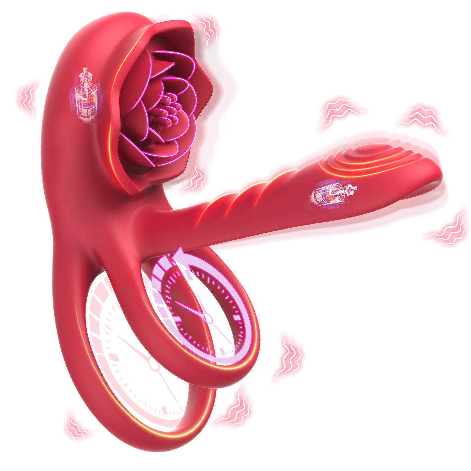 Best-selling rose lock essence ring dual motor resonance adult masturbation and hygiene sex product Application Scenario