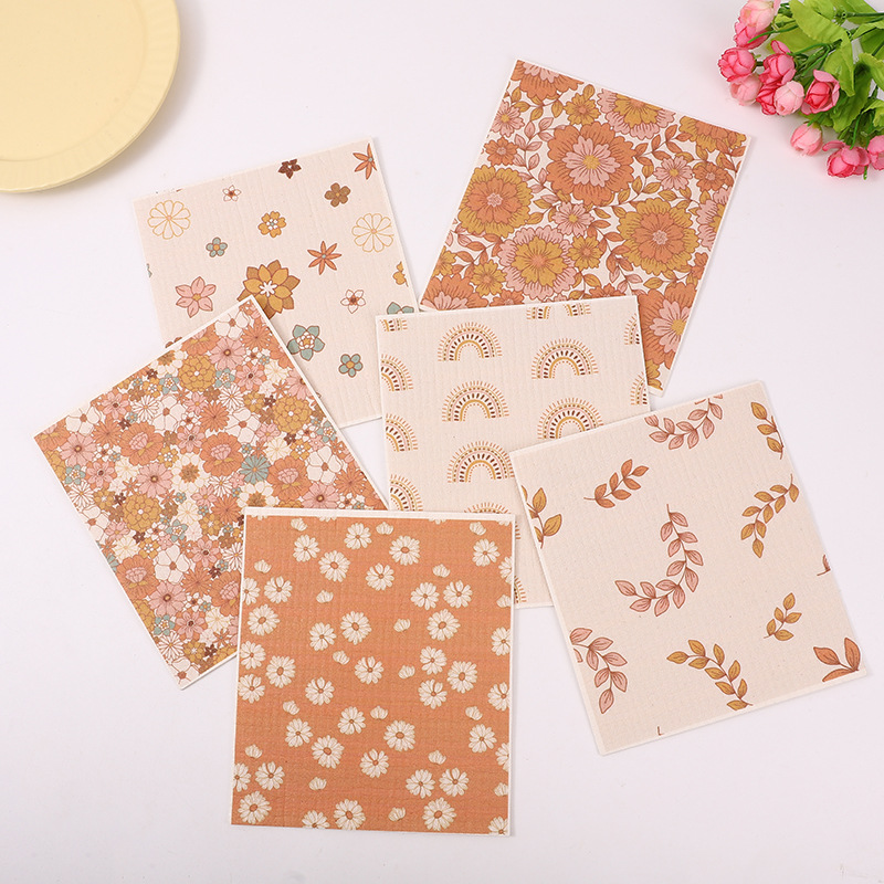 国产印花抹布厨房清洁木纤维洗碗巾印花去油防污压缩木浆棉抹布