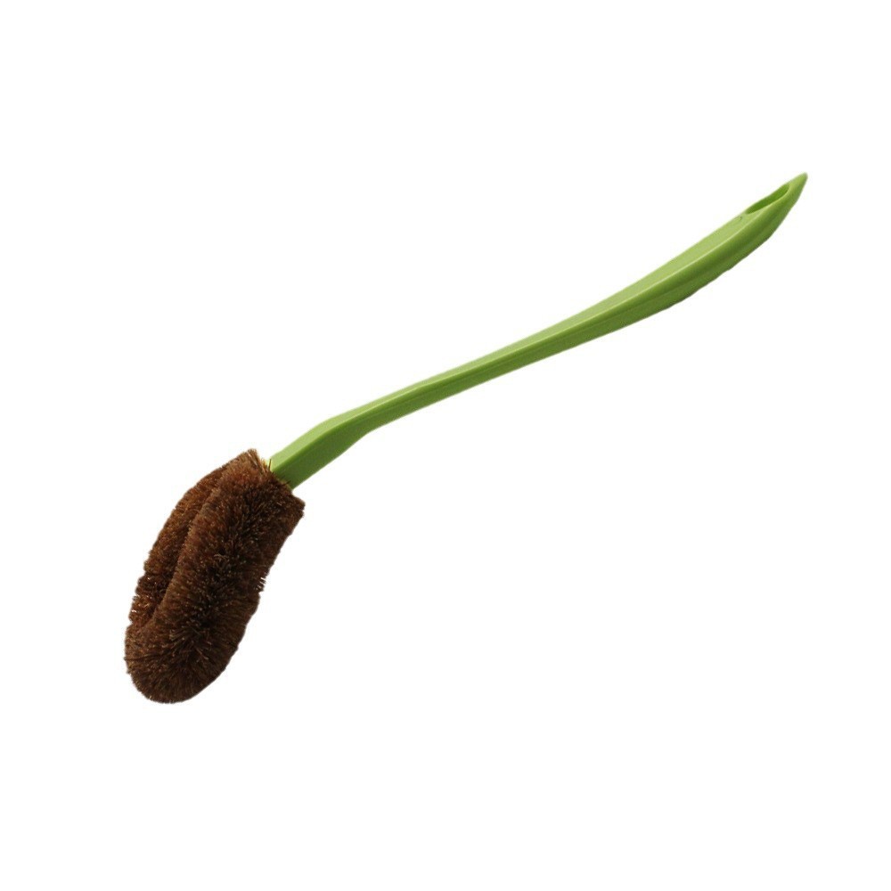 Coconut palm non-stick oil pan brush manufacturer direct supply. Kitchen hanging cleaning brush. Plastic long-handled pan washing brush details Picture