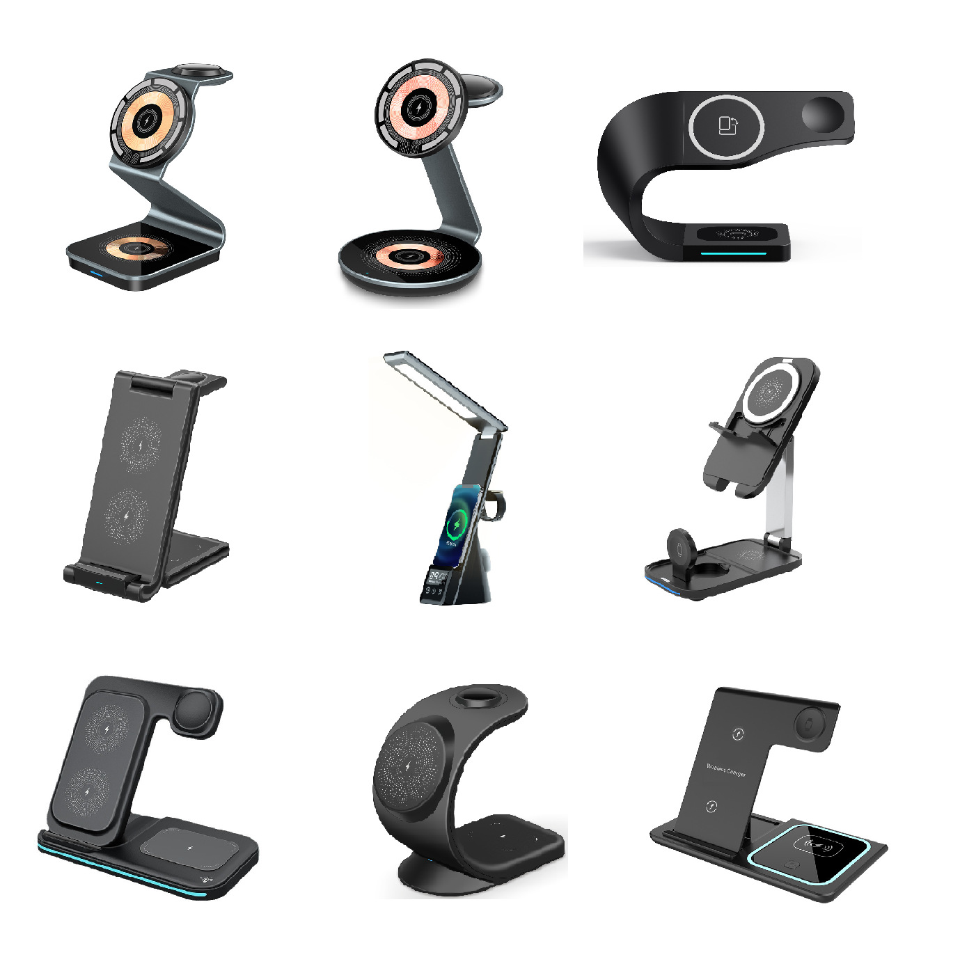 爆款磁吸三合一无线充电器桌面多功能折叠无线充手机支架适用苹果