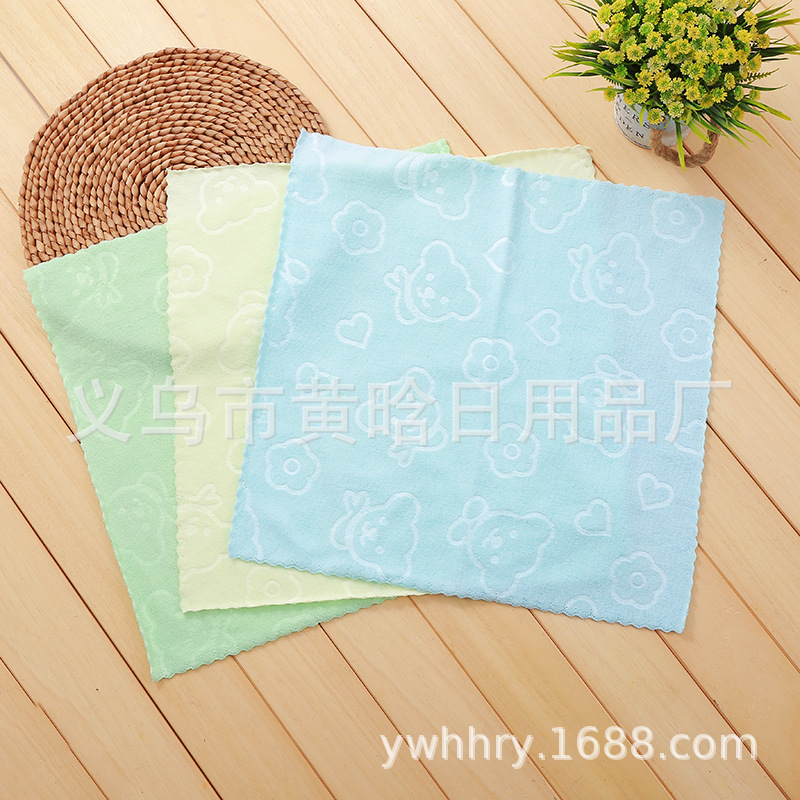【持嘉】小熊压花清洁抹布洗碗毛巾厨房去油污抹布家居擦拭桌面用