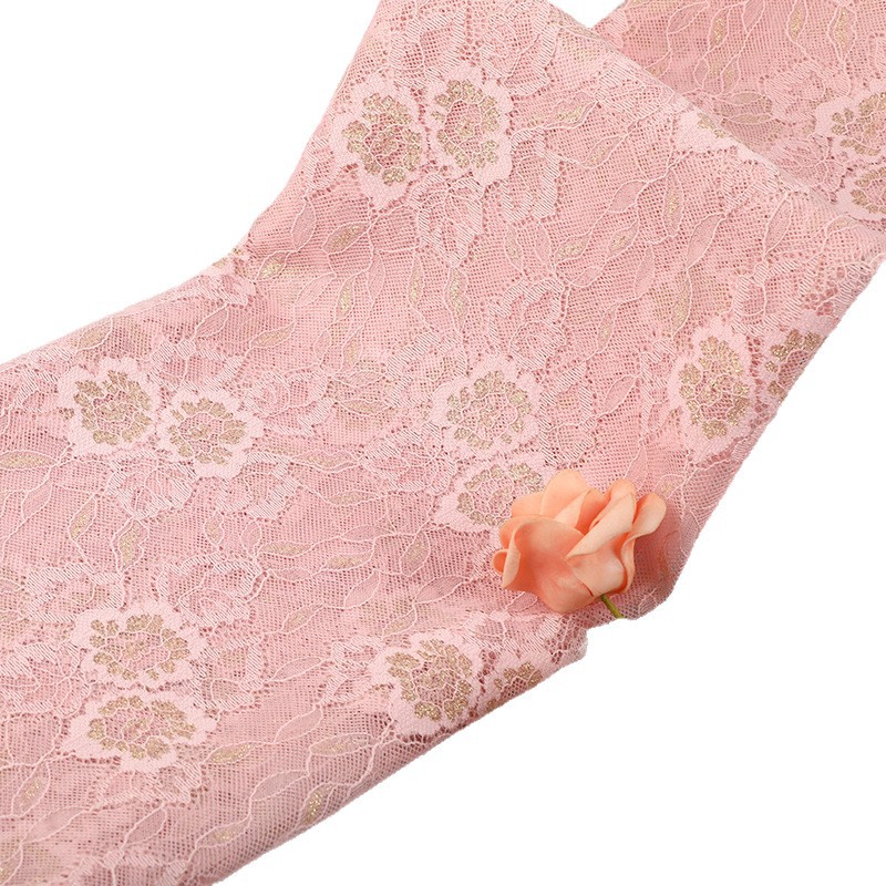 Gold thread lace fabric, multi-color non-elastic lace fabric, full polyester lace fabric, stage dress and skirt accessories Application Scenario