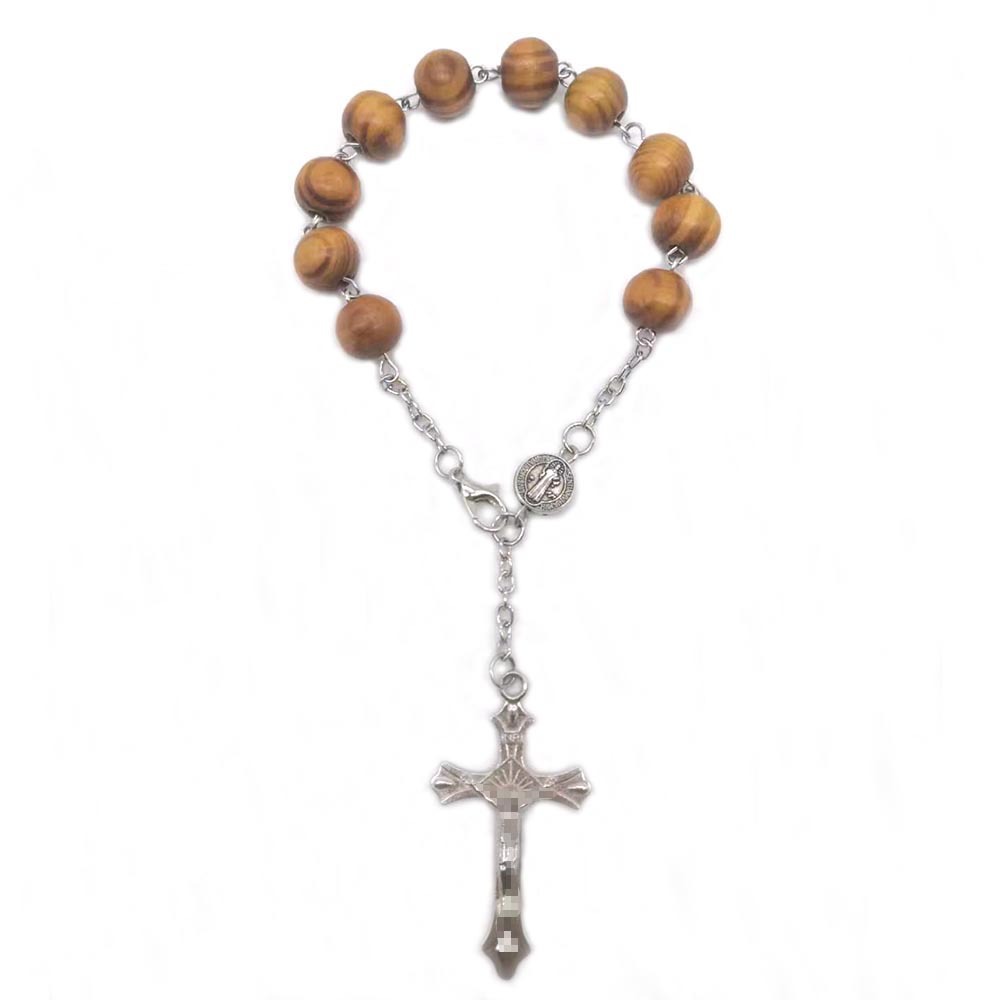 European And American Foreign Trade Cross-Border Sales Of Classic Wooden Beads Beads Beads Bracelet Foreign Trade Hot Pine Beaded Cross Pendant Rosary Bracelet Manufacturers Wholesale details Picture
