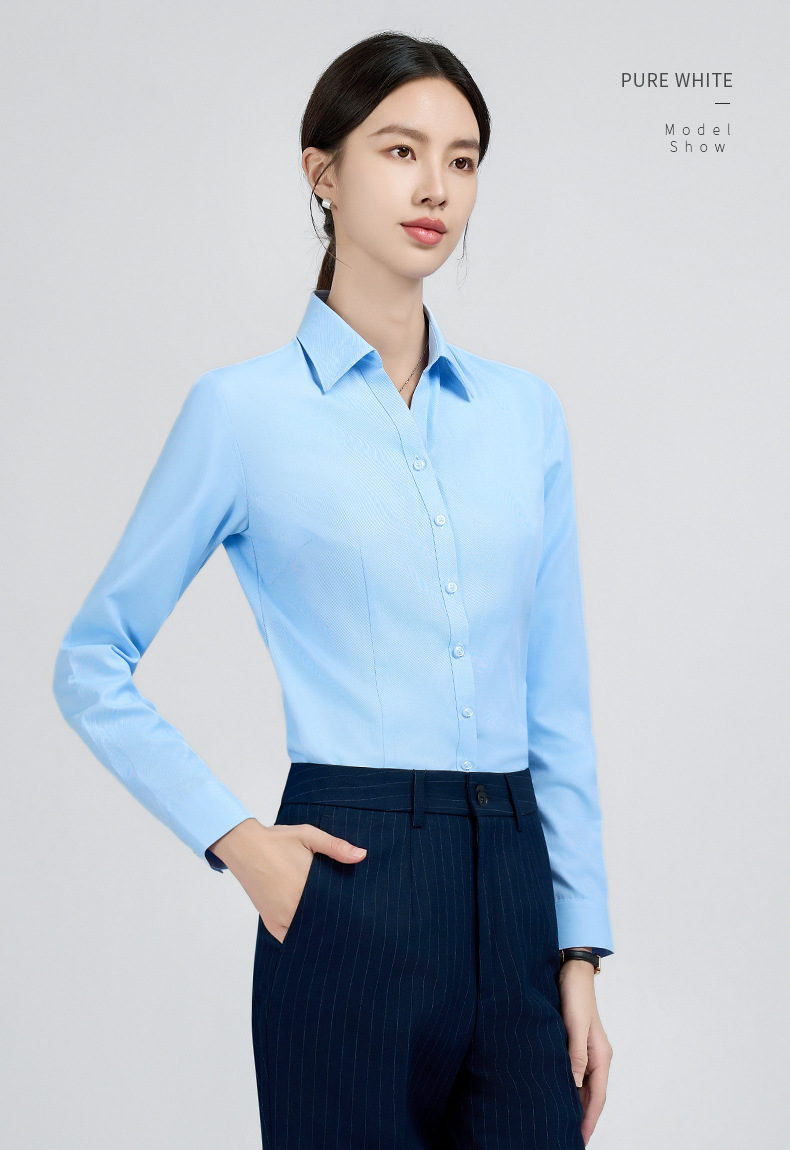 Camisas de hombre de manga larga hombres azul claro negocios ropa de trabajo camisas de ventas de seguros fábrica de origen pic 9