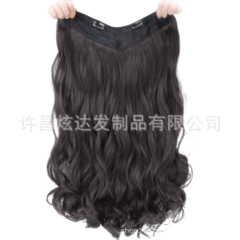 Wholesale of women's one-piece long curly hair U-shaped upgraded version V-shaped fluffy invisible long straight hair wig pieces from the manufacturer Item Picture