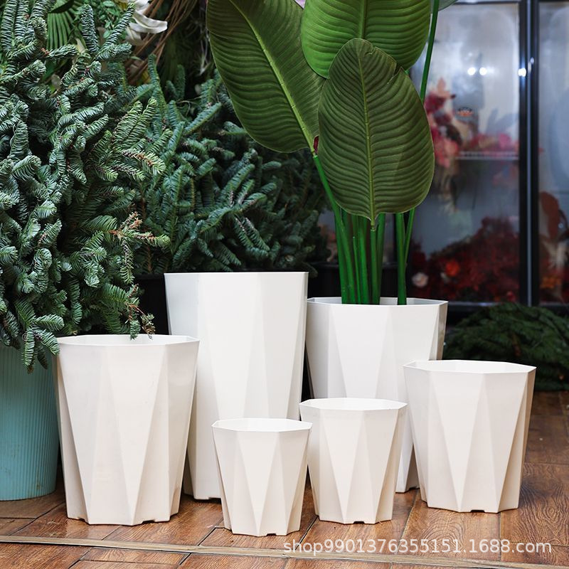 New diamond rhombus flowerpots, enlarged and thickened flowerpots, household flowers and green plants, balcony and living room large flowerpots wholesale details Picture