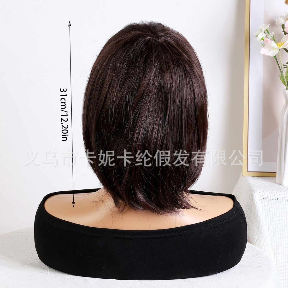 10-inch women's wig with a Bob hairstyle and bangs, made of synthetic fiber, deep red, new student style wholesale wigs Application Scenario