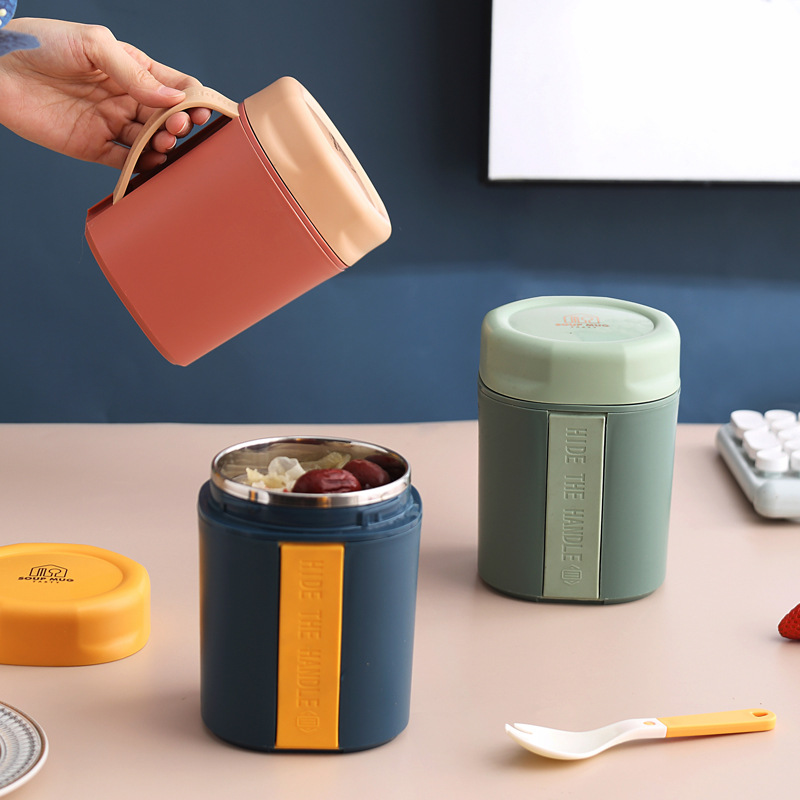 304 stainless steel soup cup, portable student breakfast cup, oat milk cup with handle, office worker soup can, water cup