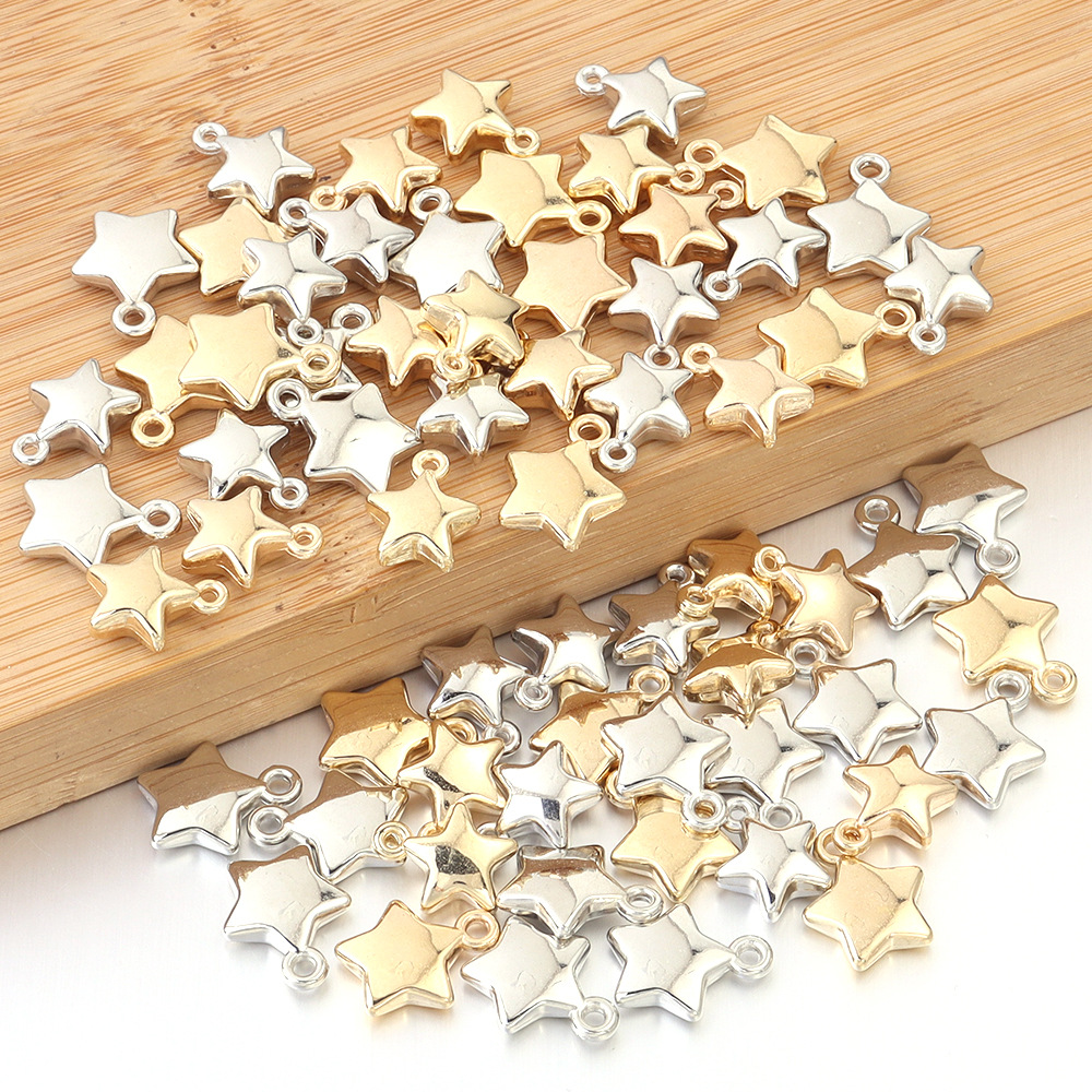 CCB Star Pendant, electroplated metallic five-pointed star pendant, diy bracelet material, bracelet pendant accessory Specification image
