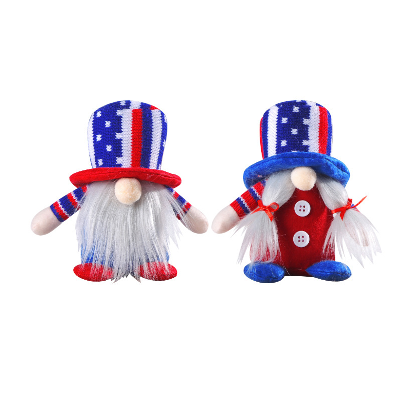 Hong Kong Love American Independence Day knitted top hat figure decoration cute dwarf faceless old man doll ornaments Item Picture
